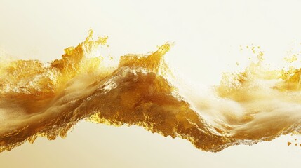 Poster - Golden liquid splash creating dynamic waves against a soft background, ideal for beverage advertising or promotions