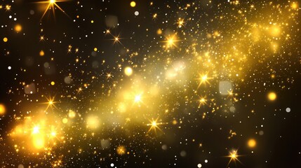 Poster - A dazzling display of golden stars and cosmic dust swirling in a dark background, evoking a sense of wonder