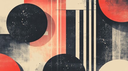 Poster - Abstract composition featuring geometric shapes in contrasting colors, creating a modern art aesthetic