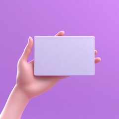 Wall Mural - 3d cartoon hand holding blank card tablet mockup isolated background illustration
