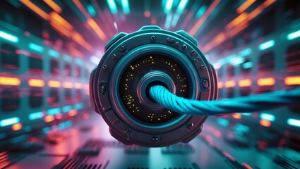 Poster - an abstract high-tech image with data cable