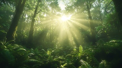 Sunlit Forest Canopy Lush Greenery Nature Photography