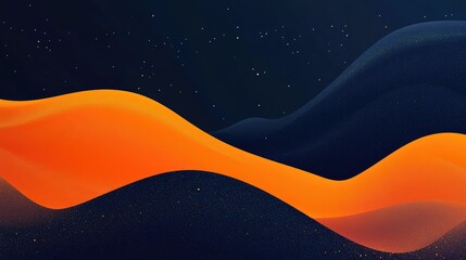 Poster - Abstract waves of orange and black flowing across a dark background, creating a dynamic and vibrant visual experience