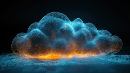 Fototapete - High-tech visual of a holographic network mesh, symbolizing global cloud computing