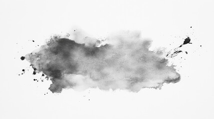 Poster - Abstract black and gray watercolor splash on white background, creating a dynamic artistic effect for design use