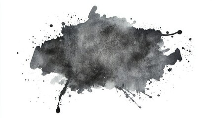 Poster - Abstract black ink splash on white background, creating a dramatic artistic effect for creative projects