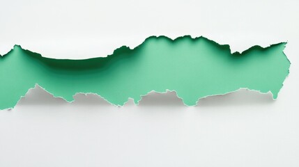 Poster - A torn edge of vibrant green paper showcasing a smooth, gradient transition against a clean white background