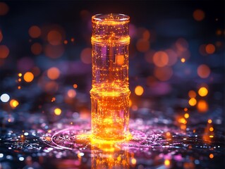 Poster - Glowing Digital Cylinder With Illuminated Dots and Lines Structure