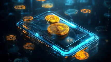 Aufkleber - Digital currency and mobile technology merging financial technology future