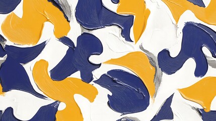 Poster - Abstract composition of painted shapes in blue yellow and white