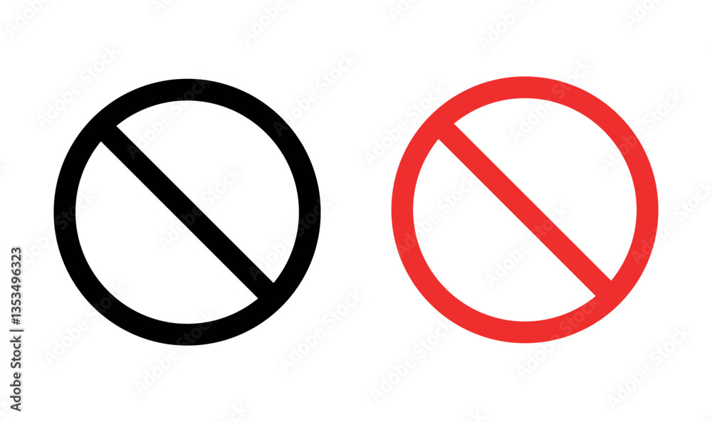 Prohibit Stop Sign prohibition sign symbols in black and red, Not allowed stop sign, no ...