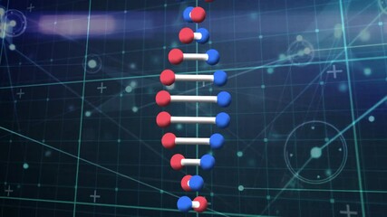 Aufkleber - processing scientific data, animation showing dna strand with binary coding
