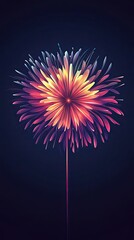 Poster - a beautiful stylized flower emanating vibrant radiant colors against dark space