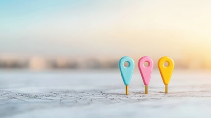 Poster - Location Map Pin Marker Set of colorful map pin markers in different shapes and sizes