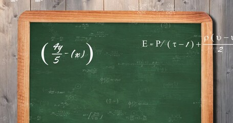 Poster - In school, chalkboard displaying complex mathematical and chemical equations in classroom