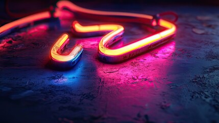 Poster - Glowing neon lights reflecting off a textured surface creating art