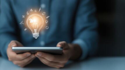 Poster - Minimalist Sketch of Startup Launch Plan on Digital Device