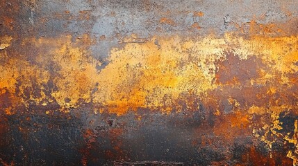 Poster - Abstract texture of rust with vibrant orange and gray hues, evoking a sense of decay and transformation