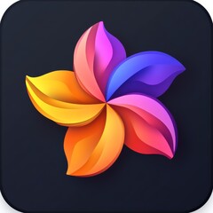 Aufkleber - Abstract Gradient Petal Flower Icon on Dark Background for Design or App, Modern and Elegant