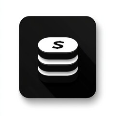 Poster - Financial Stack: Modern Black App Icon with Dollar Sign Representing Currency and Wealth