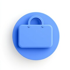 Aufkleber - Monochrome Blue Business Briefcase Icon on a Circular Badge, Symbolizing Work and Professionalism in a Modern Minimalist Style.