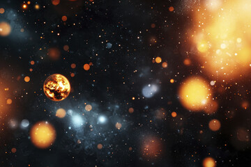 Poster - Cosmic brushes create captivating digital space scene with glowing orbs and vibrant colors, evoking sense of wonder and exploration