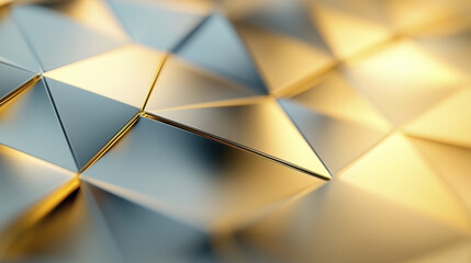 Poster - Elegant metallic gold hexagon overlay creates stunning visual effect with reflective surfaces and geometric patterns, evoking sense of luxury