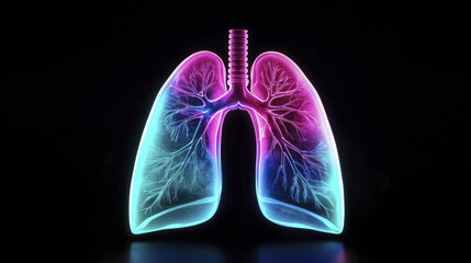 Poster - X ray image of lungs showcasing intricate details, vibrant colors, and striking visual representation of respiratory anatomy