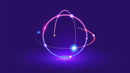 Poster - Global tech connection science circular light effect background