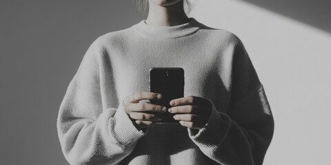 Poster - Minimalist Digital Mindfulness Gen Z Tech Interaction in Monochrome - Ergonomic Mobile Experience Exploring Quiet Connectivity and Intentional Screen Engagement