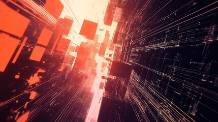 Poster - Futuristic Digital Architecture with Interconnected Elements