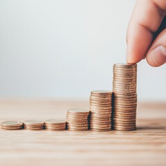 Poster - Mindful Wealth Ascension Strategic Coin Stacking Visualizing Financial Growth and Micro-Investment Success for Next-Gen Entrepreneurial Mindsets