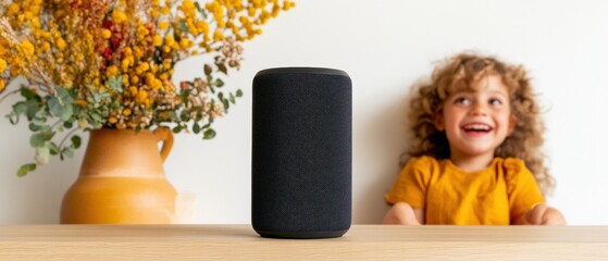 Aufkleber - Smart Home Innovation Playful AI Voice Assistant Transforms Family Communication with Joyful Connectivity in Modern Minimalist Living Spaces