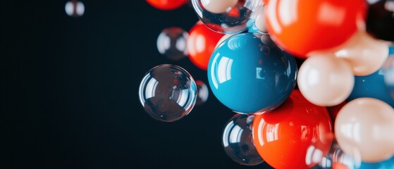 Poster - Immersive Digital Visualization Kinetic Sphere Design with Glossy Chromatic Orbs - Next-Gen Branding and Creative Tech Aesthetic