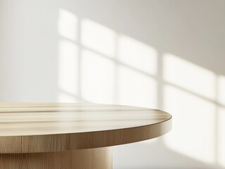 Aufkleber - Minimalist Oak Workspace Solution Scandinavian-Inspired Rounded Design for Modern Productivity, Ergonomic Home Office and Creative Professional Environments