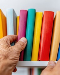 Fototapete - Vibrant Literary Diversity Inclusive Knowledge Curation through Colorful Book Selection - Modern Learning and Multicultural Education Content