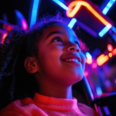 Poster - Neon Dreamscape Vibrant Gen Z Youth Empowerment in Immersive Digital Experience - Playful Innovation and Emotional Connection