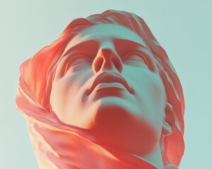 Aufkleber - Transcendent Digital Identity Minimalist Portrait Exploring Gen Z Emotional Resilience in Immersive Wellness Design