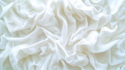 Poster - Ethereal Minimalist Texture Soft White Fabric Waves Exploring Sustainable Design - Architectural Tranquility in Textile Innovation and Mindful Materiality