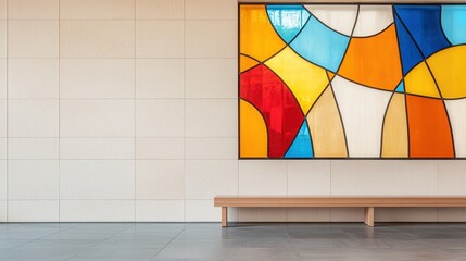 Poster - Modern minimalist church designs Concept, Modern Stained Glass Panel with Vibrant Abstract Patterns for Contemporary Interior Decor