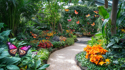 Poster - A butterfly garden with thousands of vibrant wings fluttering