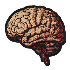 brain embroidered patch badge png