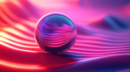 Poster - shimmering orb resting on undulating planes of radiant rose and azure hues creating a captivating interplay of light and captivating forms