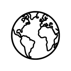 Poster - Global Representation: A simple stylized line drawing of the earth depicting continents and oceans Perfect for a variety of uses: educational symbolic etc