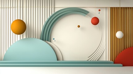 Poster - 3D layered paper cut-out abstract design with soft pastel color tones.