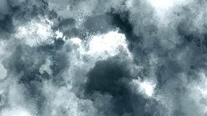 Aufkleber - Abstract Storm Gloomy dark sky texture. Watercolor background with dark blue and white colors painting. Grunge Decorative navy Blue dark Stucco wall background. White and gray isolated clouds