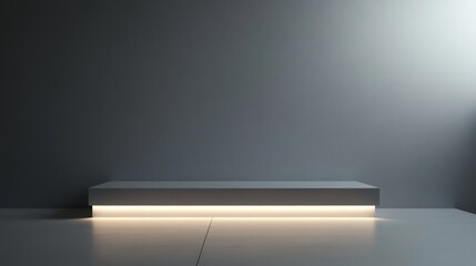 Poster - Minimalist Interior with Sleek Shelf and Soft Ambient Lighting