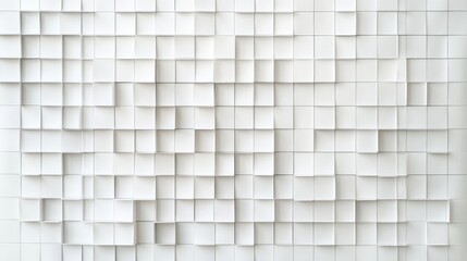 Poster - Textured White Mosaic Background with Square Paper Tiles