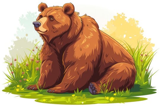 Illustration of a cute cartoon bear on a white background