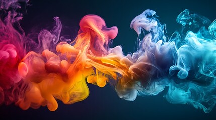 Aufkleber - Vibrant abstract image of colorful ink swirls with a blend of hues textures.
